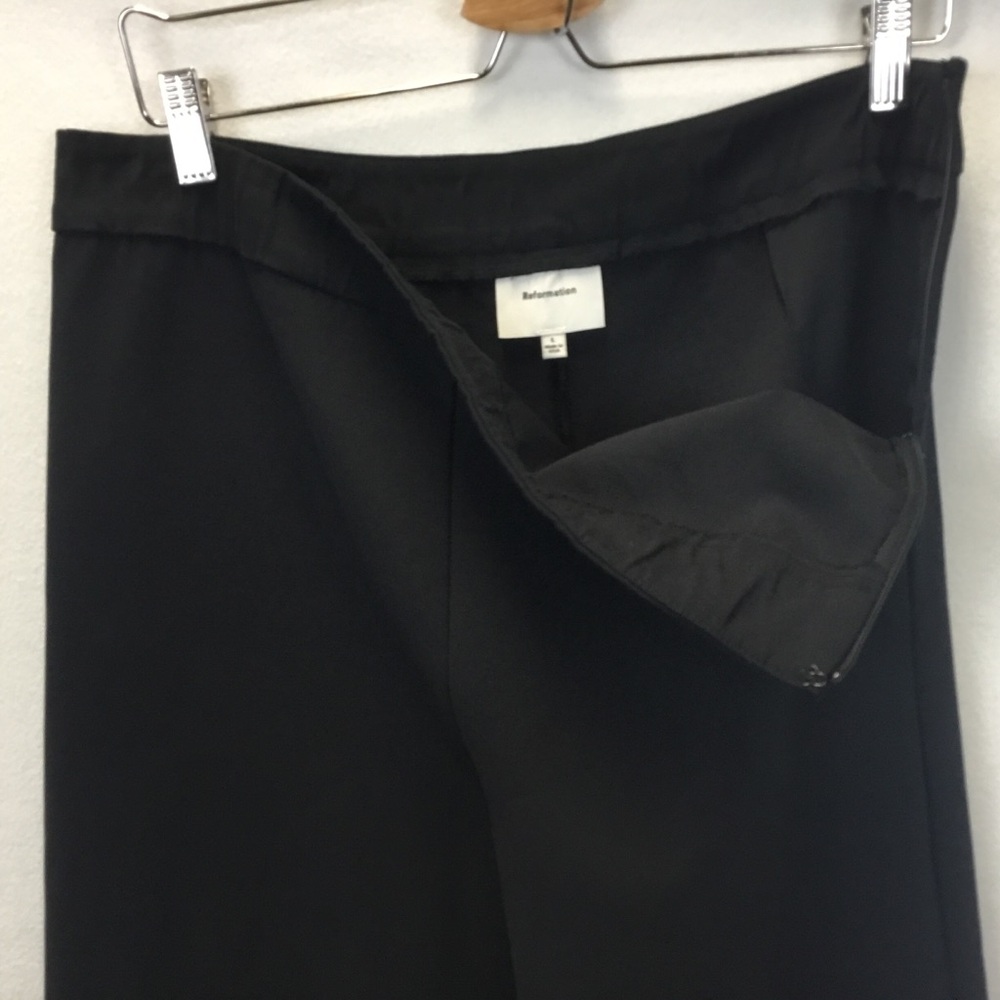 Reformation Tanya Knit Pants Flare Leg Cropped Stretch Size L Minimalist Chic - Picture 5 of 9